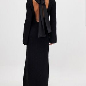 Elegant Knitted Bow Maxi Dress